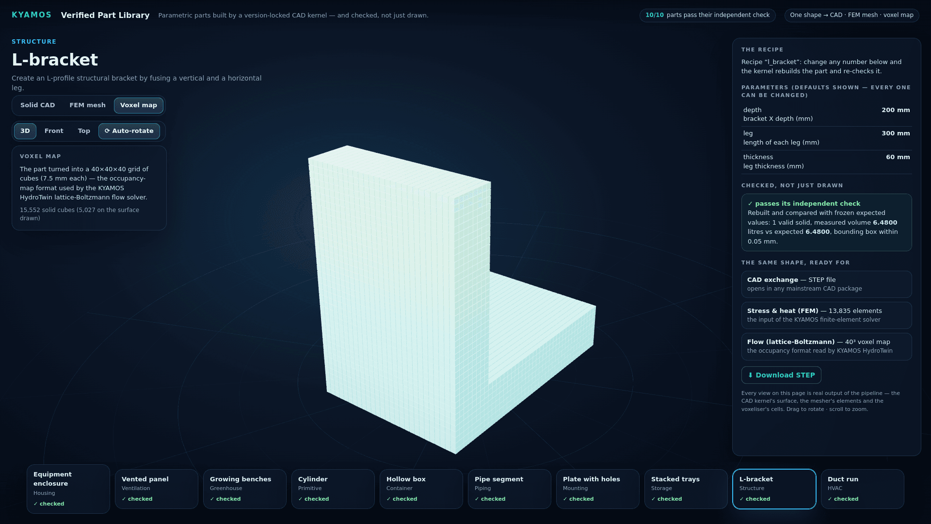Voxel map view of the L-bracket