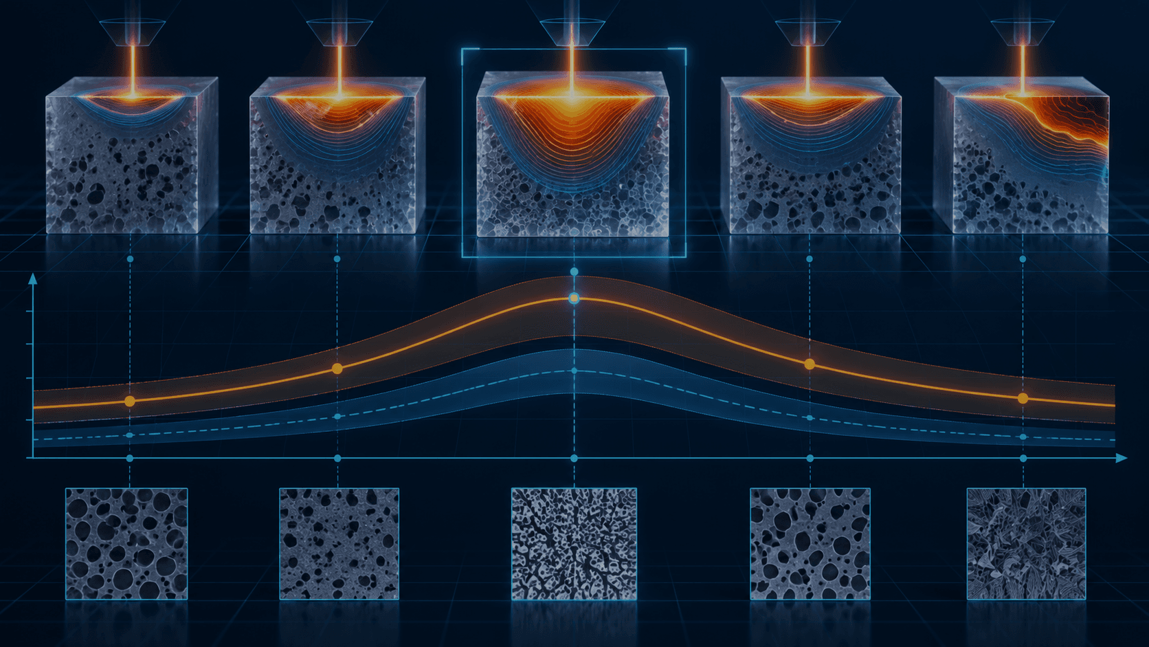 Presentation concept illustration of material variations and illustrative curves.