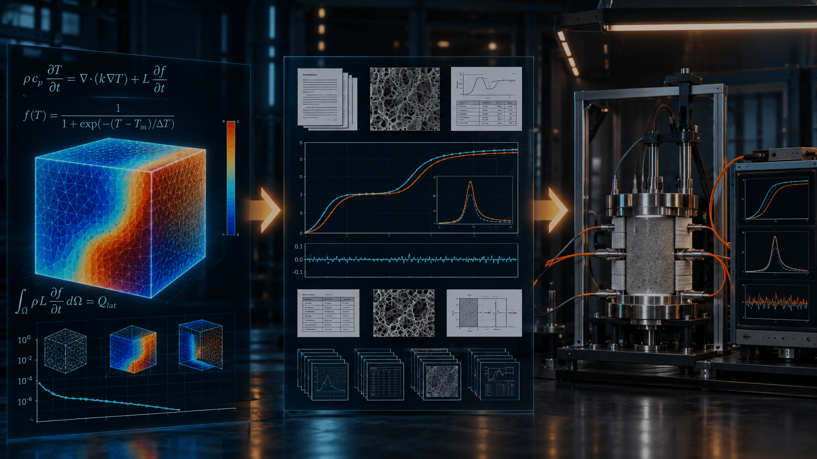 Presentation concept illustration of a future comparison between calculations and laboratory testing.